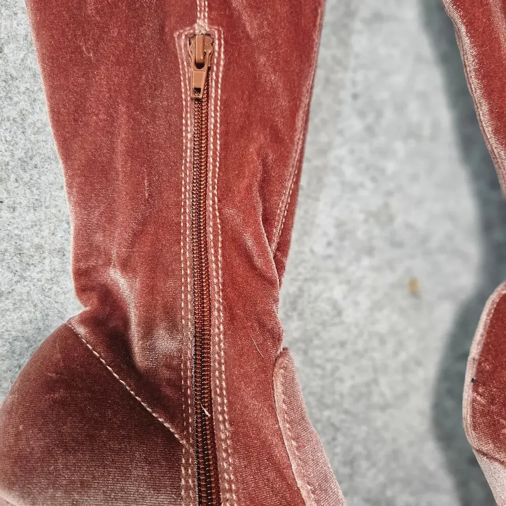 Steve Madden Pink Velvet Over The Knee Boots 4